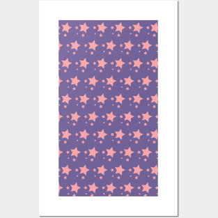 Adib | Purple and Pink Stars Pattern Posters and Art